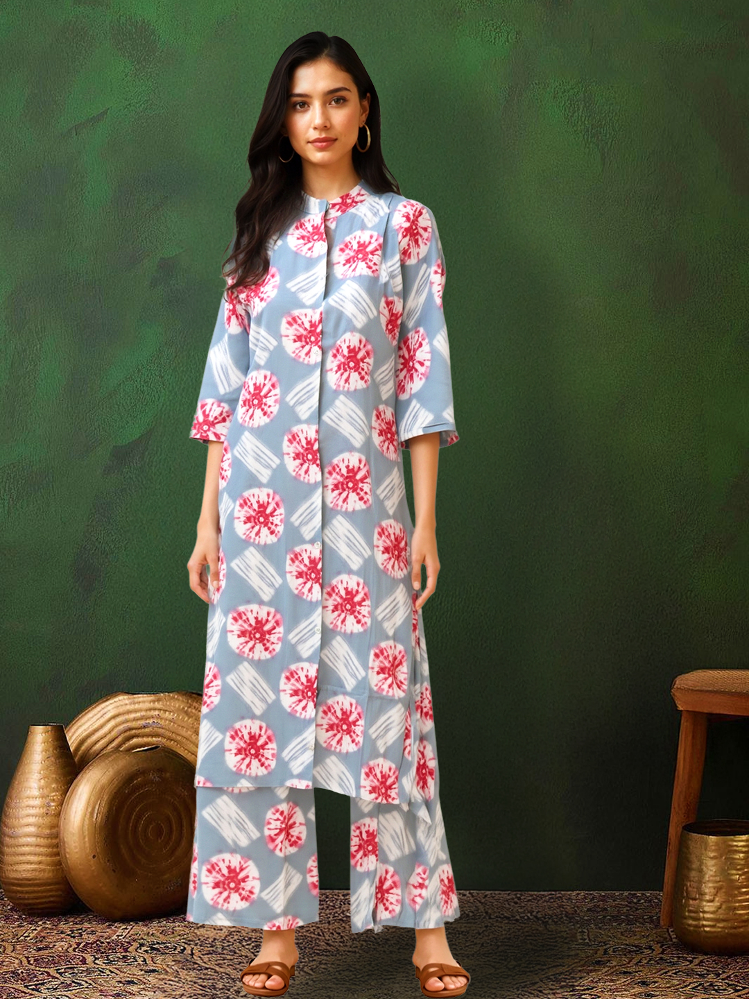 Picture of Floral Elegance Printed Kurta with Palazzo Set